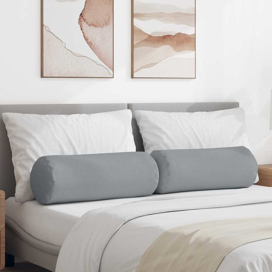 Bolster Kussens 2 pcs Lichtgrijs Ø 25 x 70 cm Stof