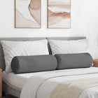 Bolster Cushions 2 pieces Dark Gray Ø 25 x 70 cm Fabric