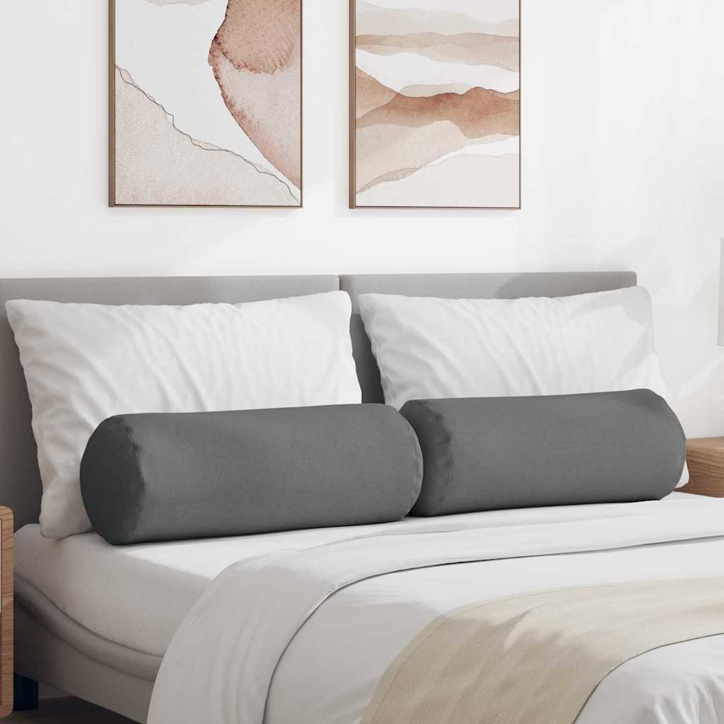 Bolster Kussens 2 pcs Donkergrijs Ø 25 x 70 cm Stof