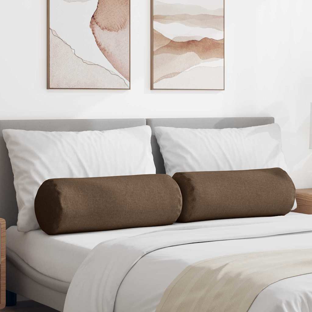 Bolster Kussens 2 pcs Bruin Ø 25 x 70 cm Stof
