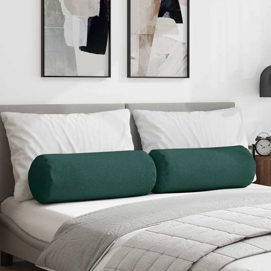 Bolster Kussens 2 pcs Donkergroen Ø 25 x 70 cm Stof
