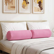 Bolster kussens 2 stuks Ø 25 x 70 cm roze stof