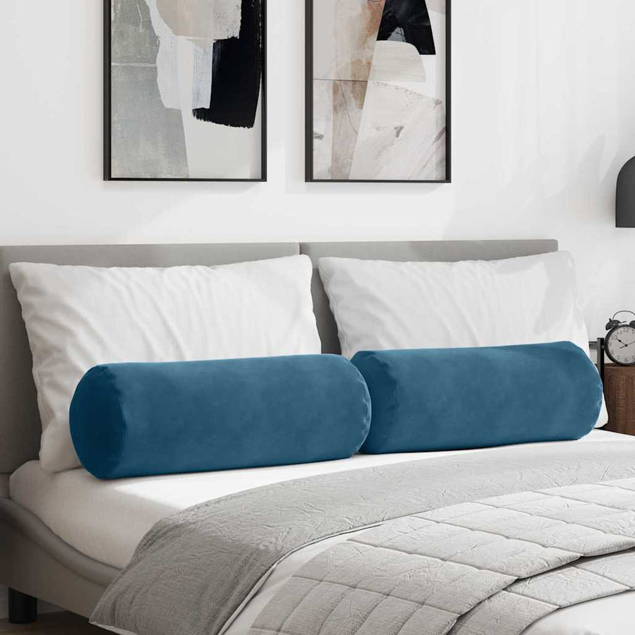 Bolster Kussens 2 pcs Blauw Ø 25 x 70 cm Katoen Stof