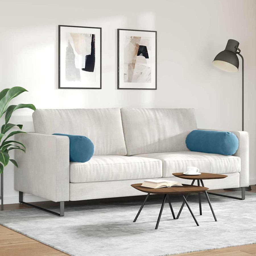 Bolster Kussens 2 pcs Blauw Ø 25 x 70 cm Katoen Stof
