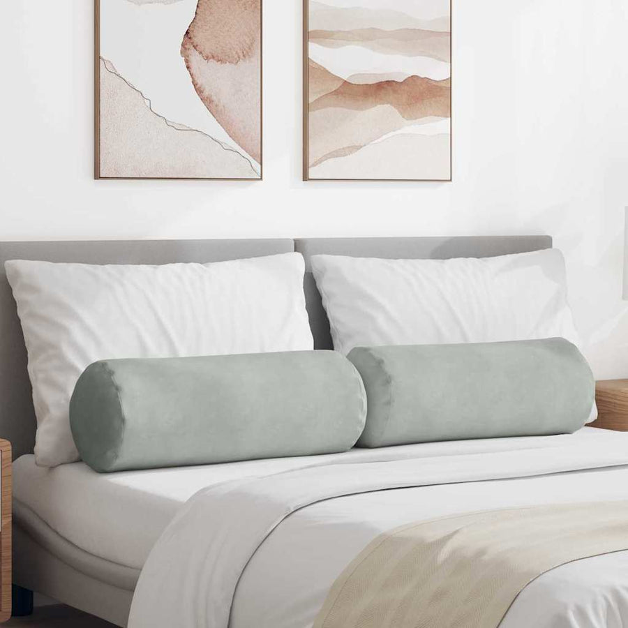 Bolster Kussens 2 pcs Lichtgrijs Ø 25 x 70 cm Katoen Stof