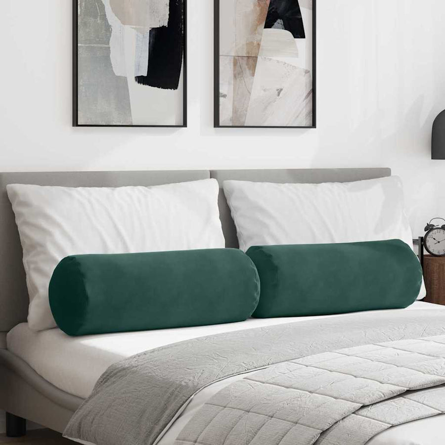 Bolster Kussens 2 pcs Donkergroen Ø 25 x 70 cm Katoen Stof
