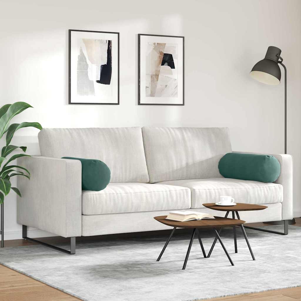 Bolster Kussens 2 pcs Donkergroen Ø 25 x 70 cm Katoen Stof