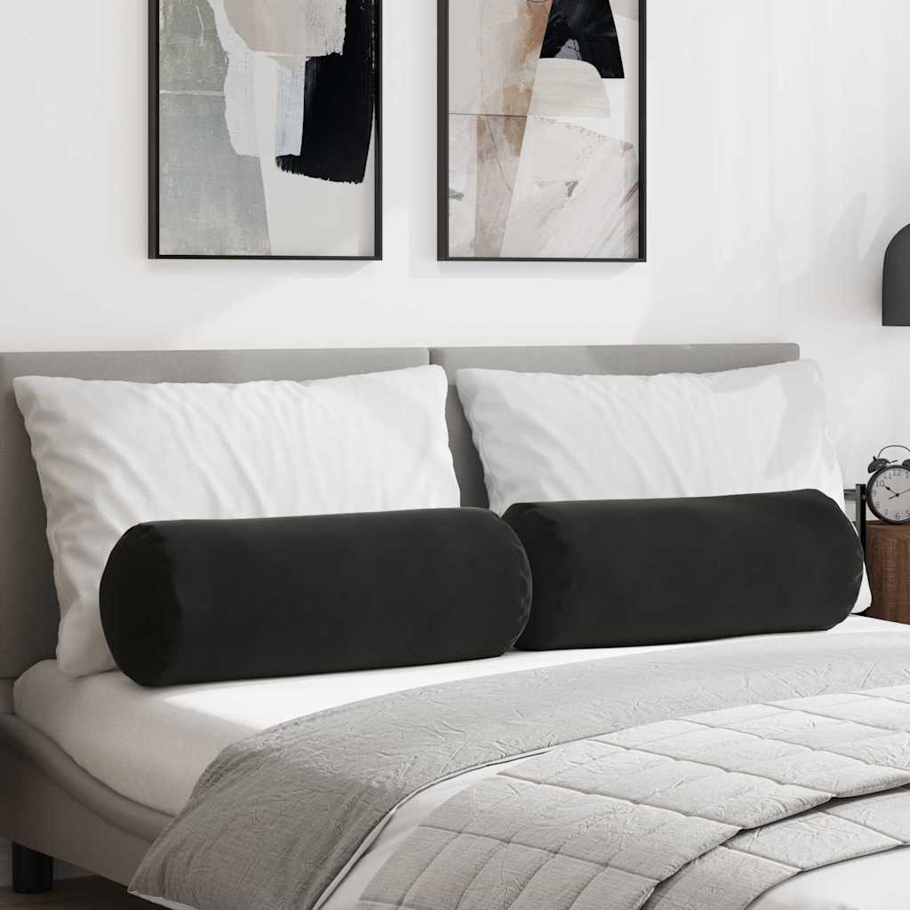 Bolster Kussens 2 pcs Zwart Ø 25 x 70 cm Katoen Stof