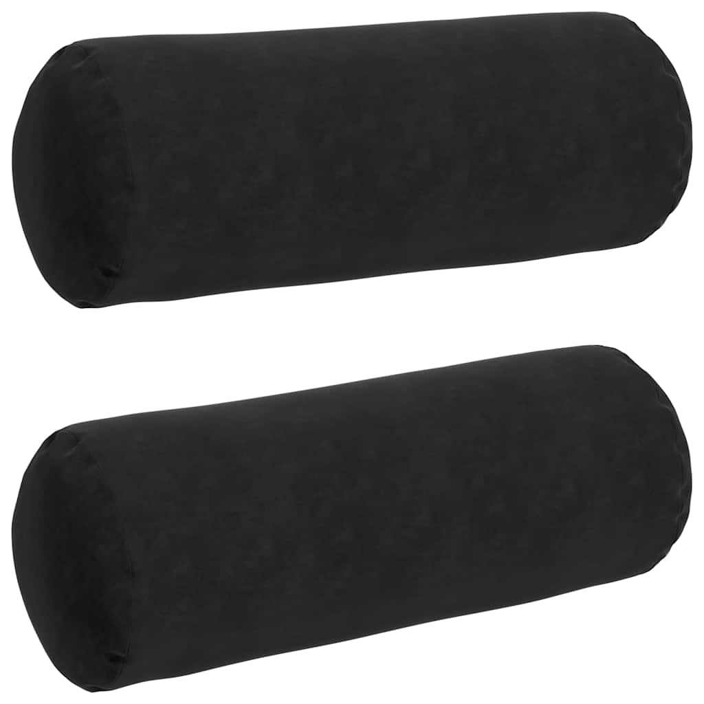 Bolster Kussens 2 pcs Zwart Ø 25 x 70 cm Katoen Stof