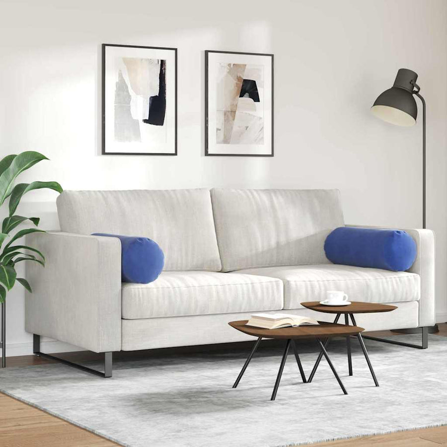 Bolster Kussens 2 pcs Politieblauw Ø 25 x 70 cm Katoen Stof