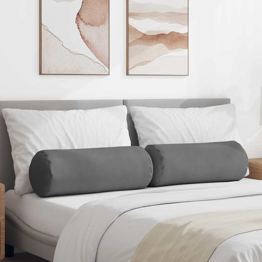 Bolster Kussens 2 pcs Donkergrijs Ø 25 x 70 cm Microvezel Stof