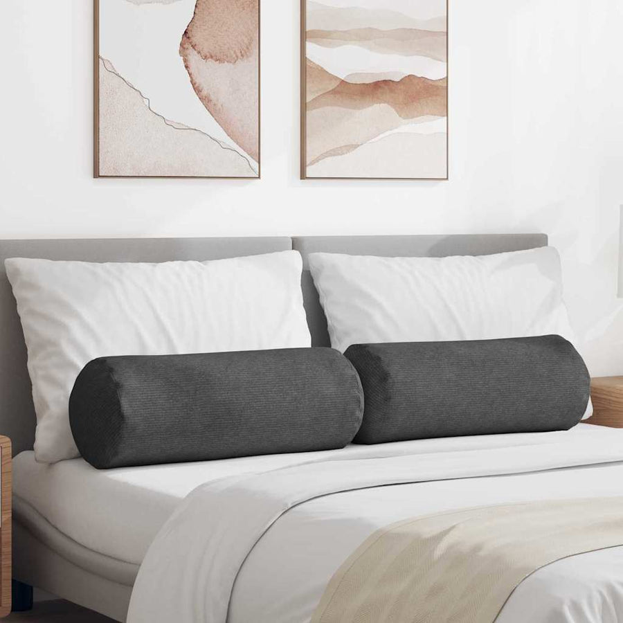 Bolster Kussens 2 pcs Donkergrijs Ø 25 x 70 cm Katoen Stof
