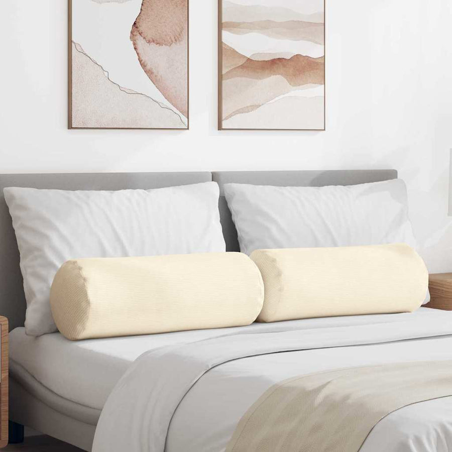 Bolster Kussens 2 pcs Crème Ø 25 x 70 cm Katoen Stof