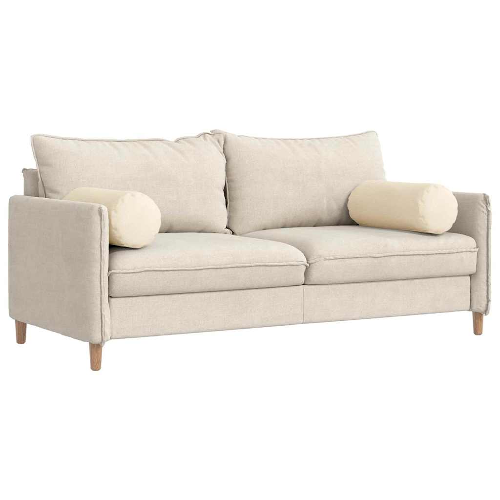 Bolster Kussens 2 pcs Crème Ø 25 x 70 cm Katoen Stof
