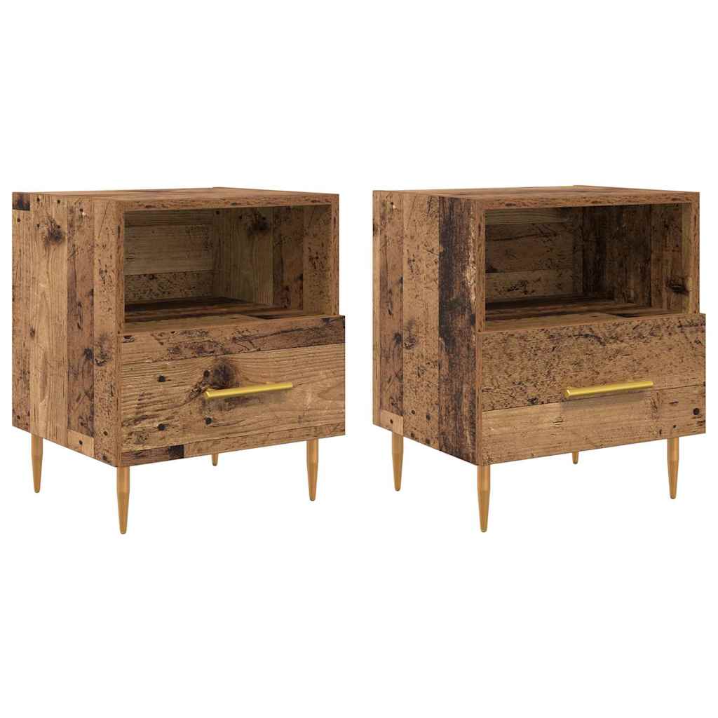 Nachtkastje 2 pcs Oud hout 40 x 35 x 47,5 cm Bewerkt hout