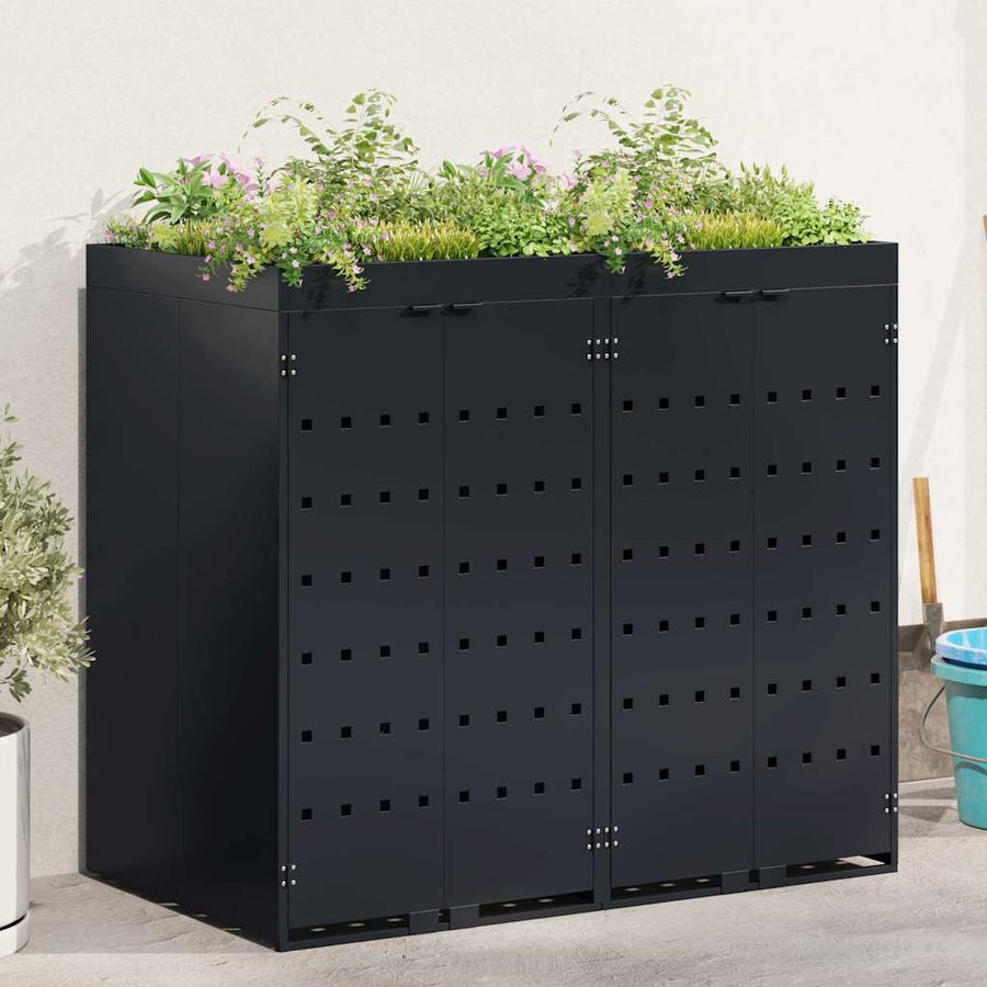 Wieltjesbakopslag voor 2 bakken Zwart 136 x 77,5 x 121,5 cm