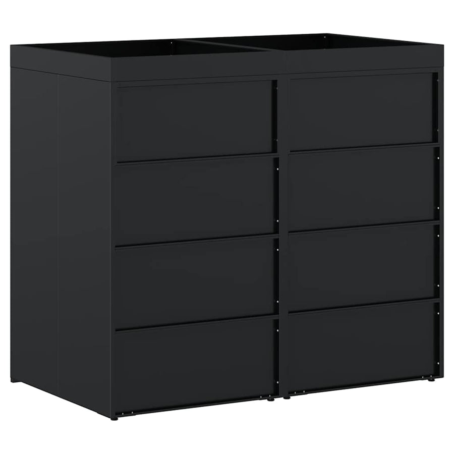 Wieltjesbakopslag voor 2 bakken Zwart 136 x 77,5 x 121,5 cm