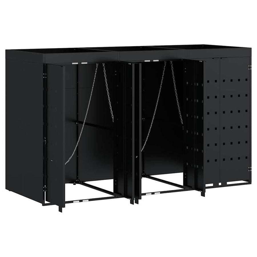 Wieltjesbakopslag voor 3 bakken Zwart 204 x 77,5 x 121,5 cm
