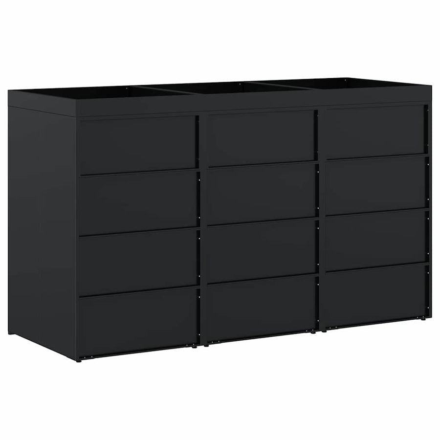 Wieltjesbakopslag voor 3 bakken Zwart 204 x 77,5 x 121,5 cm