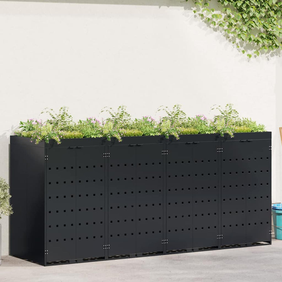 Wieltjesbakopslag voor 4 bakken Zwart 272 x 77,5 x 121,5 cm