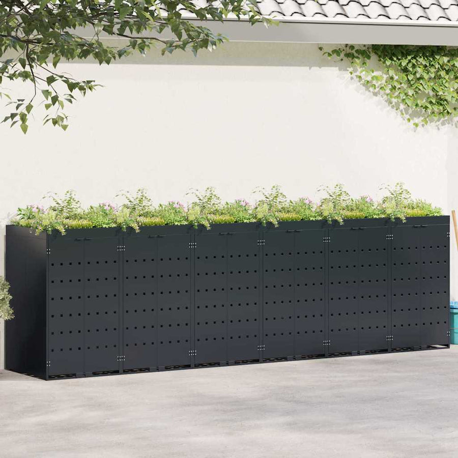Wieltjesbakopslag voor 6 bakken Zwart 408 x 77,5 x 121,5 cm