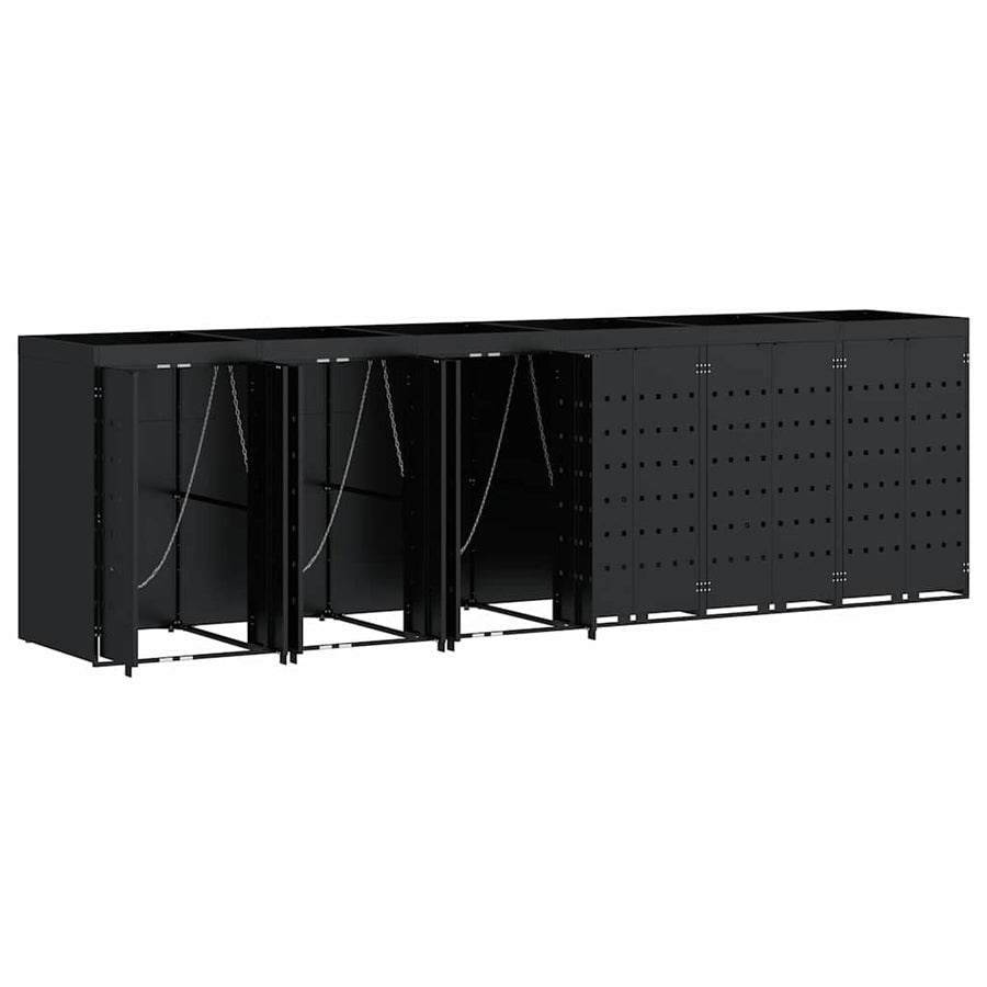 Wieltjesbakopslag voor 6 bakken Zwart 408 x 77,5 x 121,5 cm