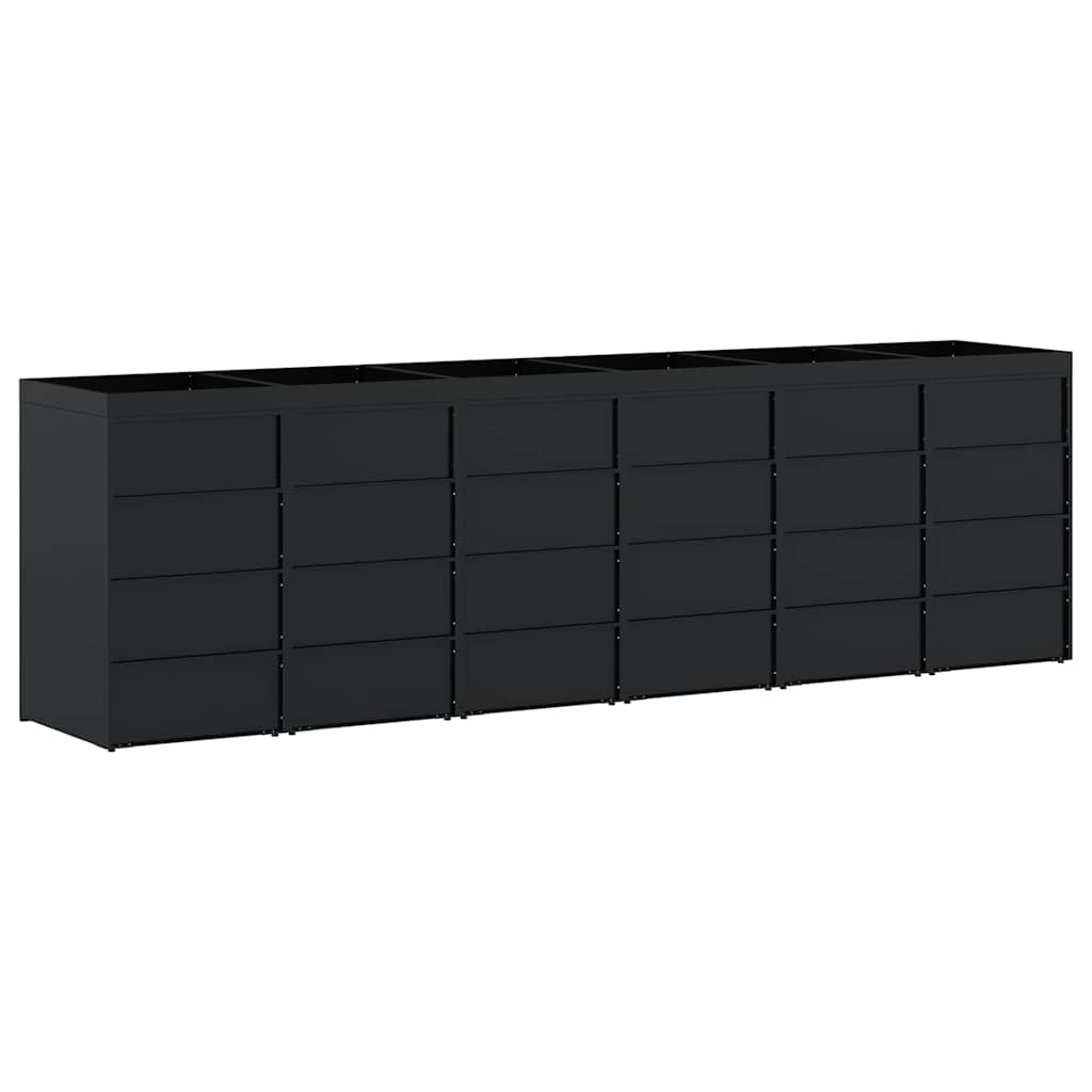 Wieltjesbakopslag voor 6 bakken Zwart 408 x 77,5 x 121,5 cm