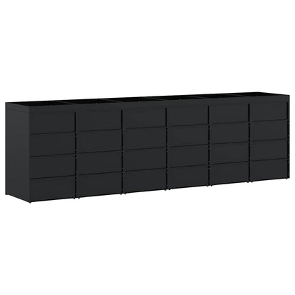 Wieltjesbakopslag voor 6 bakken Zwart 408 x 77,5 x 121,5 cm