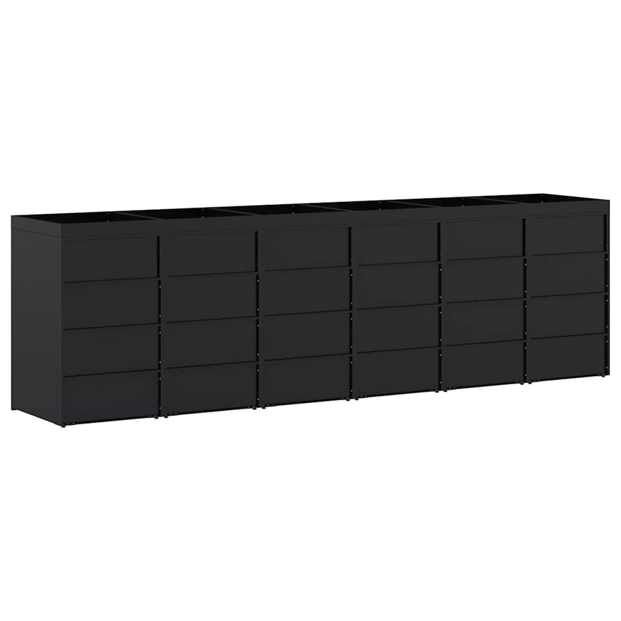 Wieltjesbakopslag voor 6 bakken Zwart 408 x 77,5 x 121,5 cm
