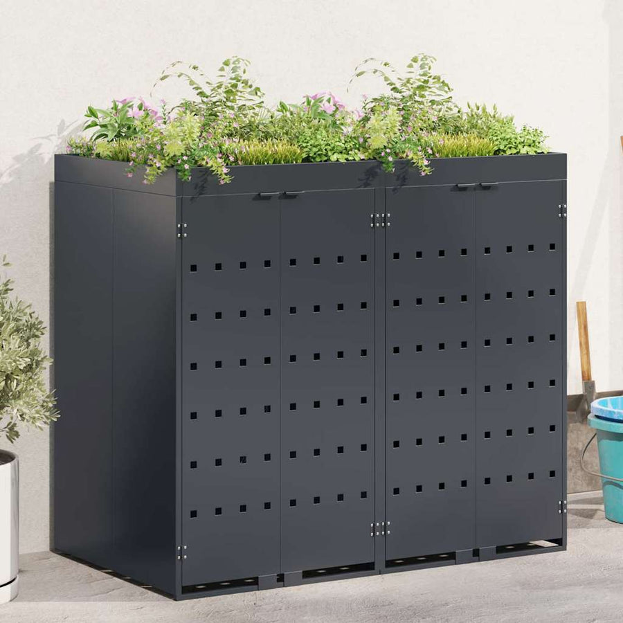 Wieltjesbakopslag voor 2 bakken Antraciet 136 x 77,5 x 121,5 cm