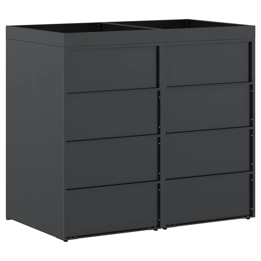 Wieltjesbakopslag voor 2 bakken Antraciet 136 x 77,5 x 121,5 cm