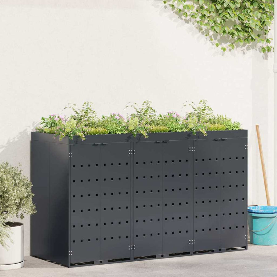 Wieltjesbakopslag voor 3 bakken Antraciet 204 x 77,5 x 121,5 cm