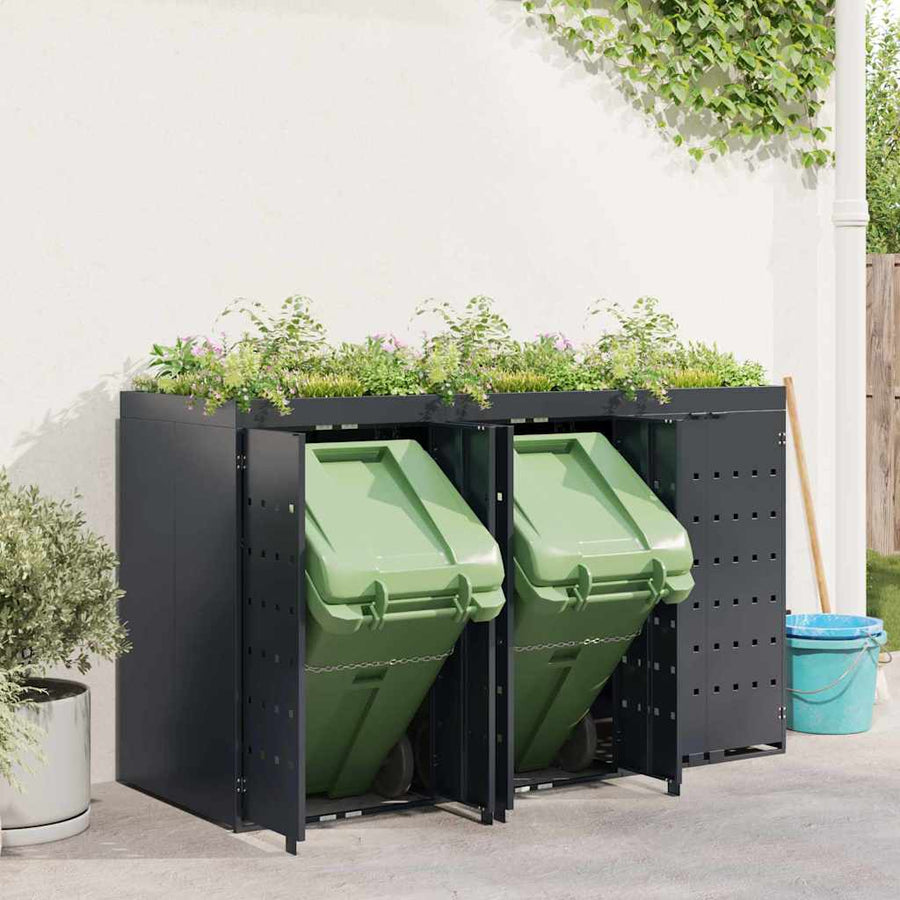 Wieltjesbakopslag voor 3 bakken Antraciet 204 x 77,5 x 121,5 cm