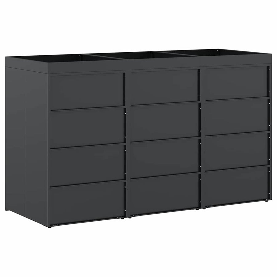 Wieltjesbakopslag voor 3 bakken Antraciet 204 x 77,5 x 121,5 cm