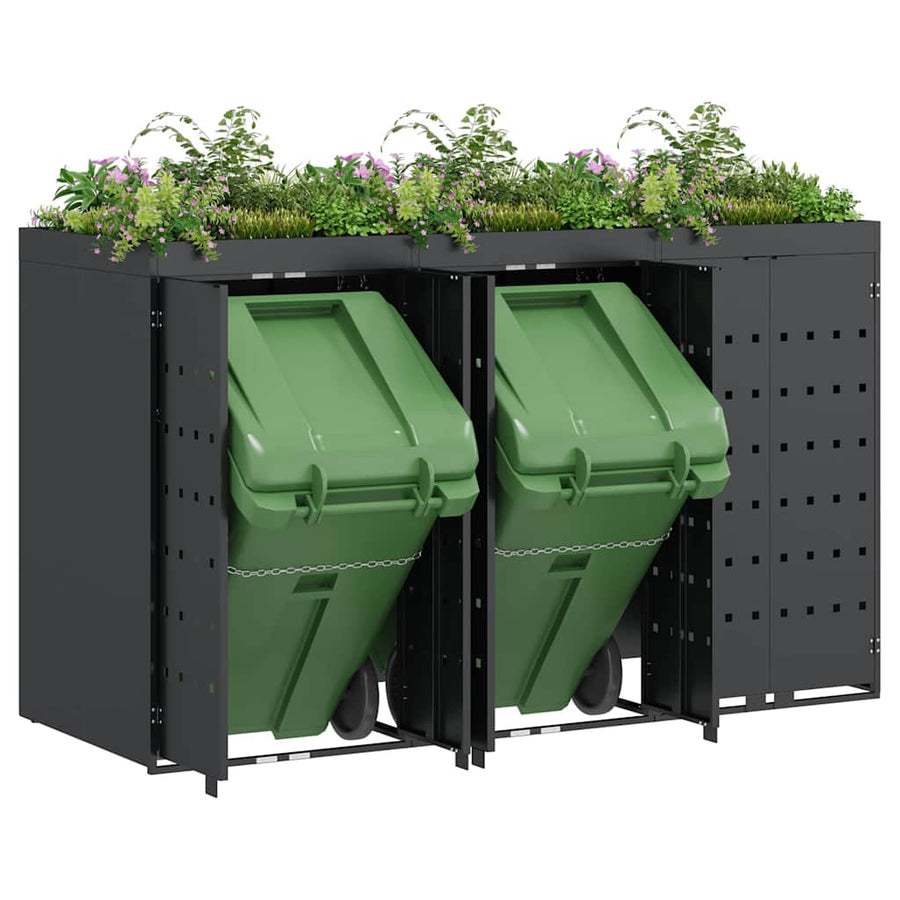 Wieltjesbakopslag voor 3 bakken Antraciet 204 x 77,5 x 121,5 cm