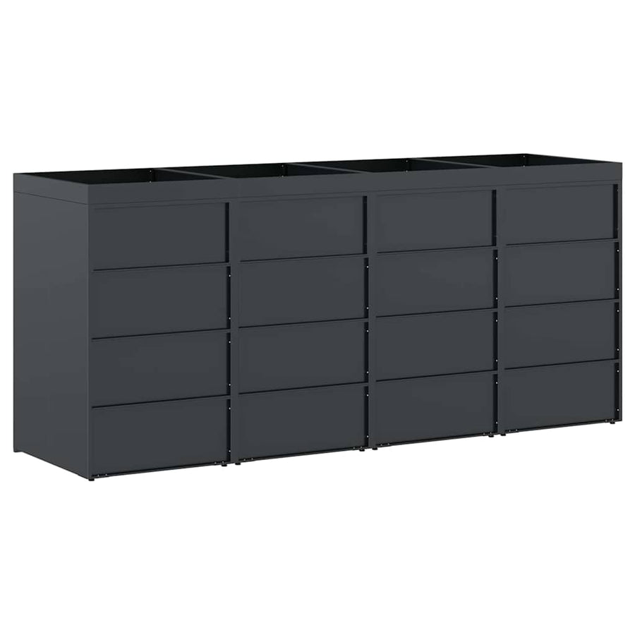 Wieltjesbakopslag voor 4 bakken Antraciet 272 x 77,5 x 121,5 cm