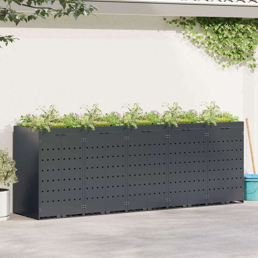 Wieltjesbakopslag voor 5 bakken Antraciet 340 x 77,5 x 121,5 cm