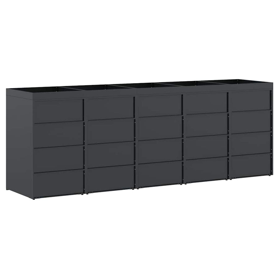 Wieltjesbakopslag voor 5 bakken Antraciet 340 x 77,5 x 121,5 cm