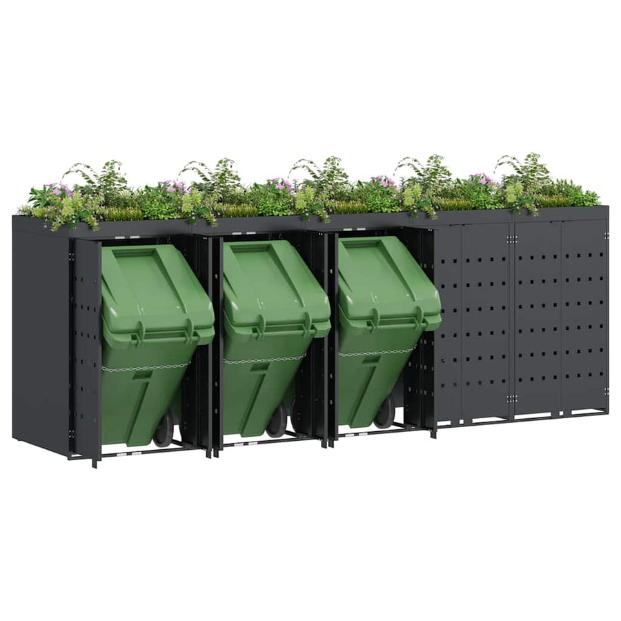 Wieltjesbakopslag voor 5 bakken Antraciet 340 x 77,5 x 121,5 cm