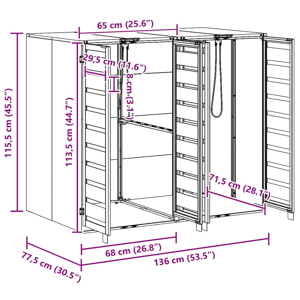 Wieltjesbakopslag voor 3 bakken Antraciet 340 x 77.5 x 115.5 cm