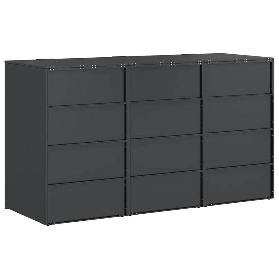 Wieltjesbakopslag voor 3 bakken Antraciet 340 x 77.5 x 115.5 cm