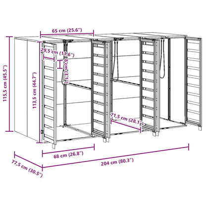 Wieltjesbakopslag voor 3 bakken Antraciet 340 x 77.5 x 115.5 cm