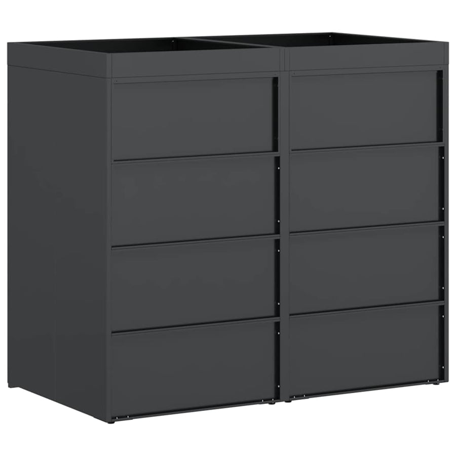 Wieltjesbakopslag voor 3 bakken Antraciet 340 x 77.5 x 115.5 cm
