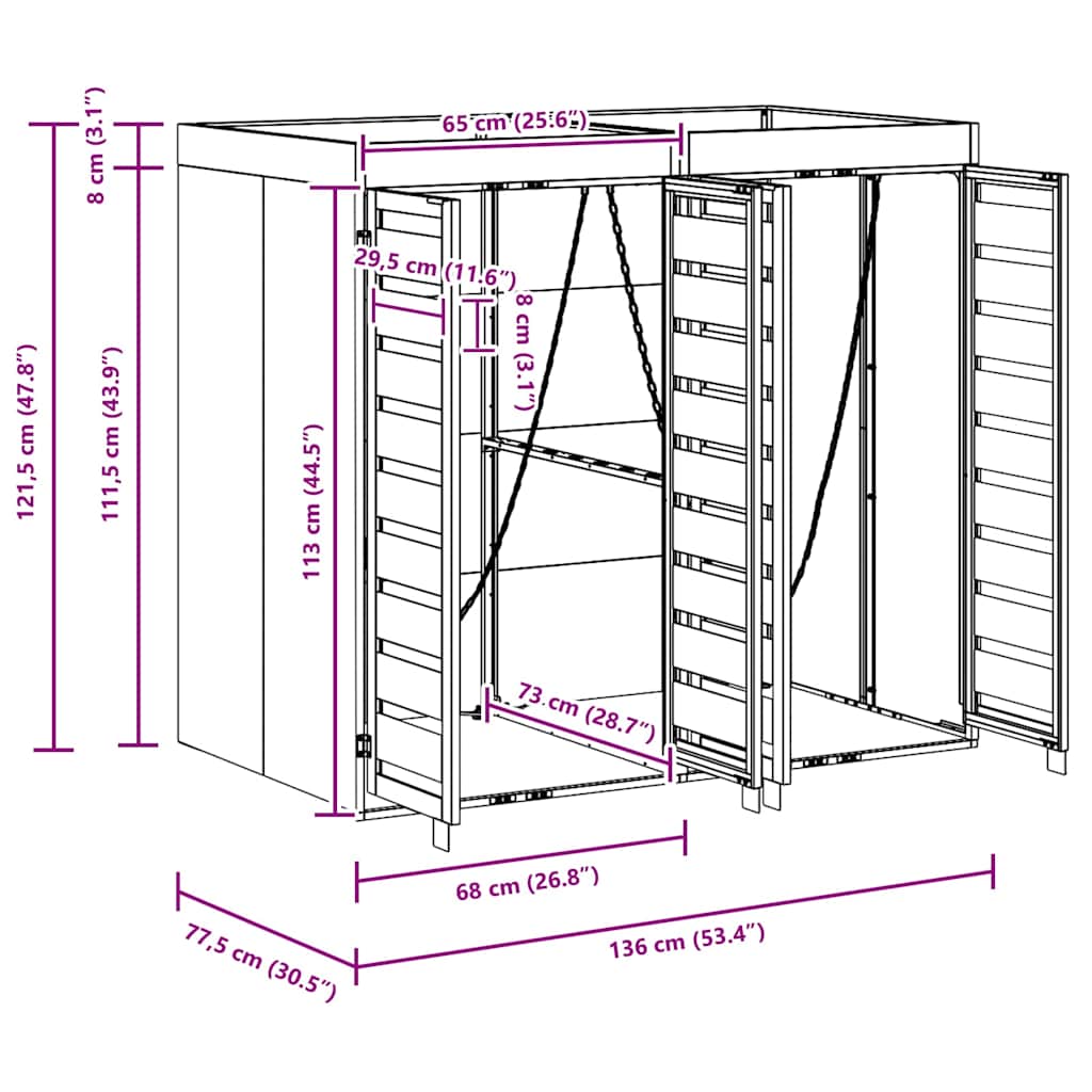 Wieltjesbakopslag voor 3 bakken Antraciet 340 x 77.5 x 115.5 cm