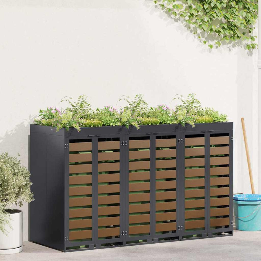 Wieltjesbakopslag voor 3 bakken Antraciet 340 x 77.5 x 115.5 cm