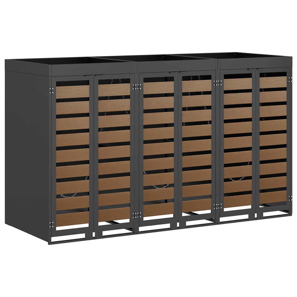 Wieltjesbakopslag voor 3 bakken Antraciet 340 x 77.5 x 115.5 cm