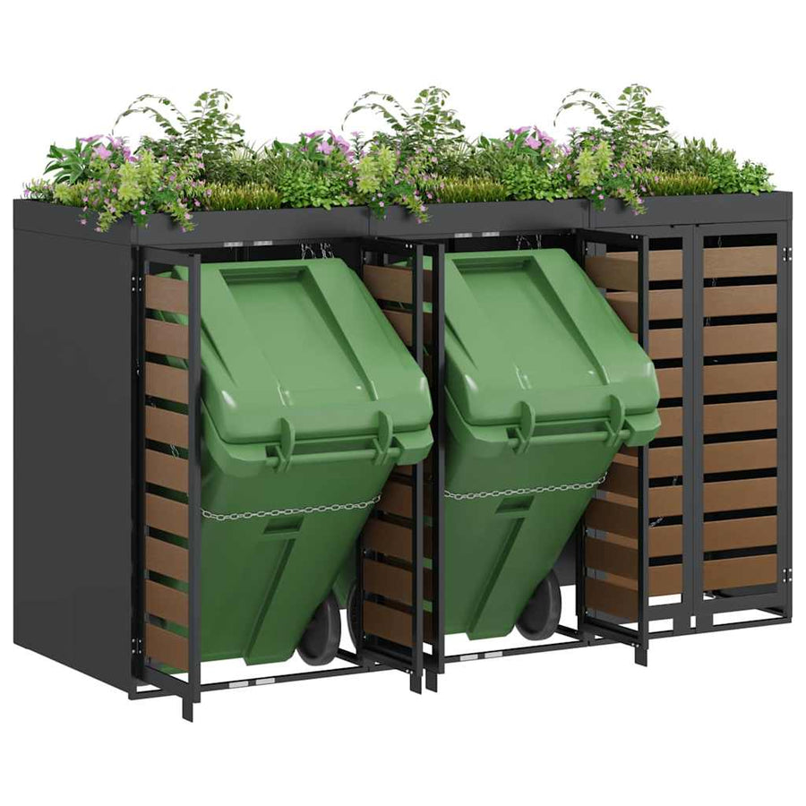 Wieltjesbakopslag voor 3 bakken Antraciet 340 x 77.5 x 115.5 cm