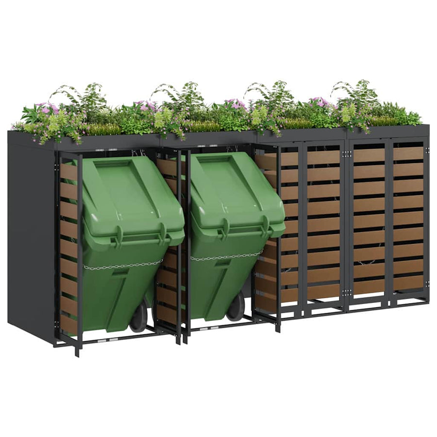 Wieltjesbakopslag voor 3 bakken Antraciet 340 x 77.5 x 115.5 cm