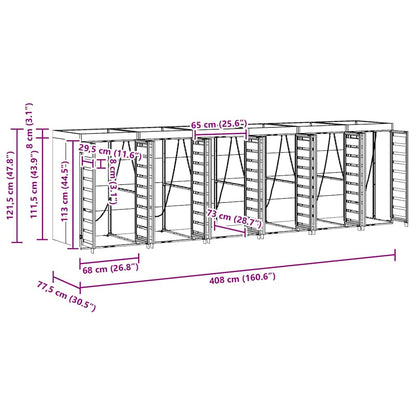 Wieltjesbakopslag voor 3 bakken Antraciet 340 x 77.5 x 115.5 cm