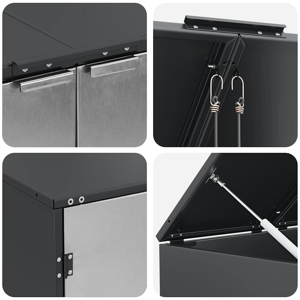 Wieltjesbakopslag voor 3 bakken Antraciet 340 x 77.5 x 115.5 cm